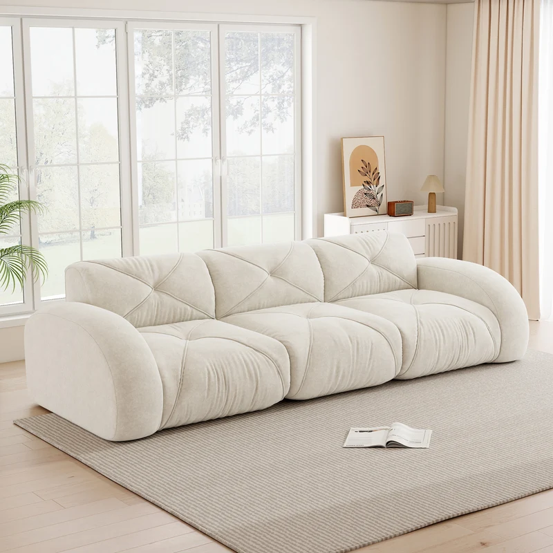 Canapé 3 places en chenille beige design articulé sans montage MOMENTUMMOMENN