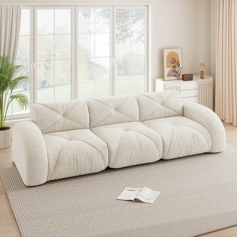 Canapé 3 places en chenille beige design articulé sans montage MOMENTUMMOMENN