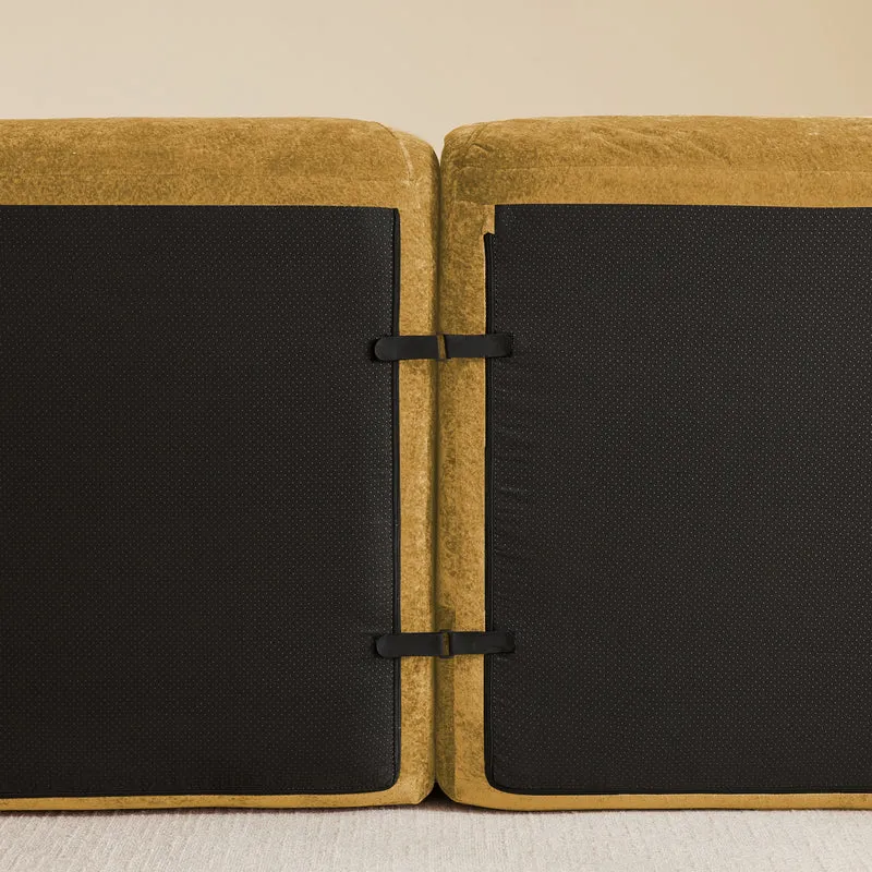 Canapé 2 places tissu chenille jaune moutard design articulé sans montage MOMENTUMRIFTXX