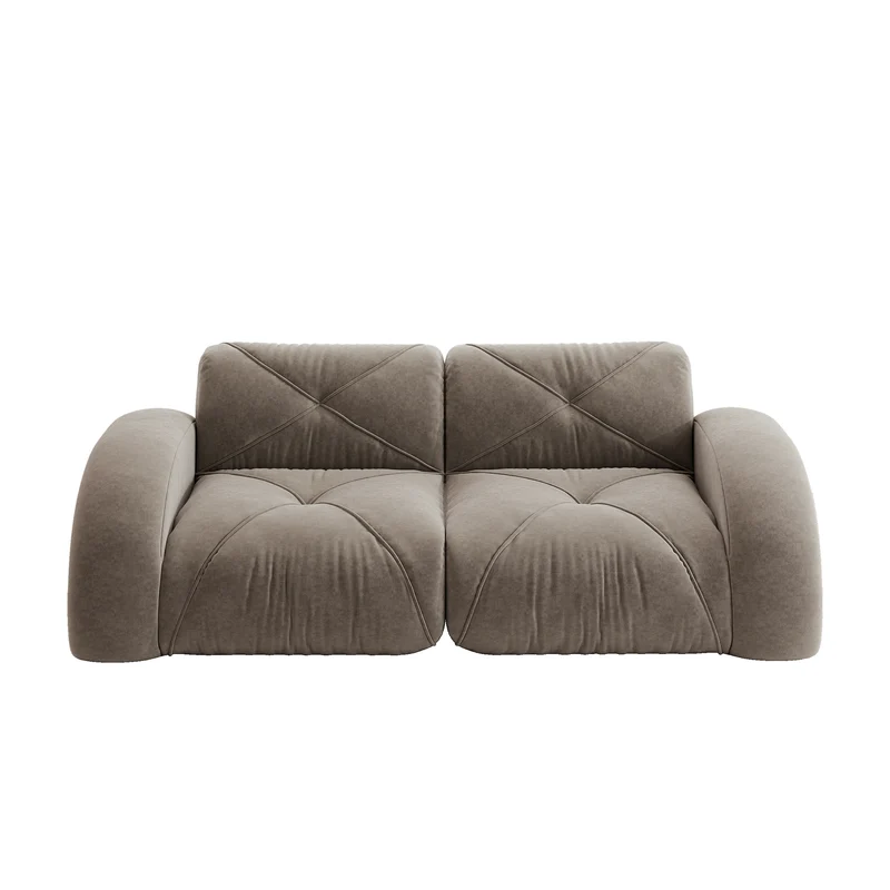 Canapé 2 places tissu chenille taupe design articulé sans montage MOMENTUMINFINIXX