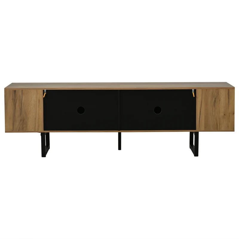 Meuble TV effet bois nature industriel 180x40x55 cm INFINITECASCDD