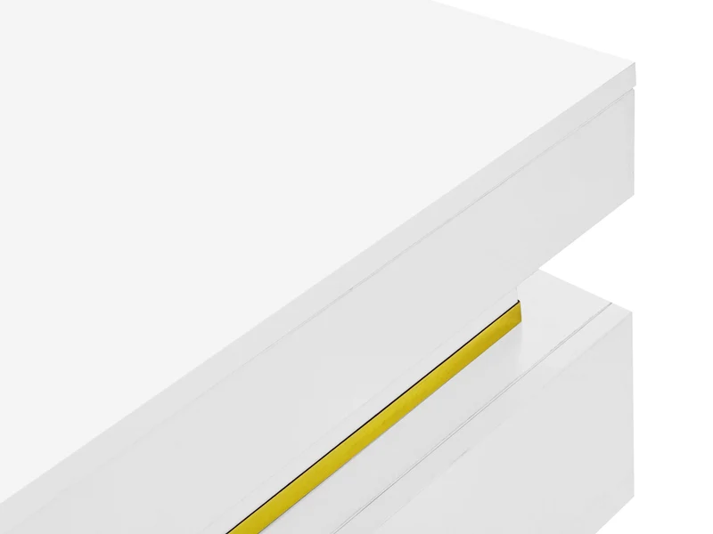 Table basse blanc brillant avec tiroirs et accents dorés 70x70cm INFINITEVEXX
