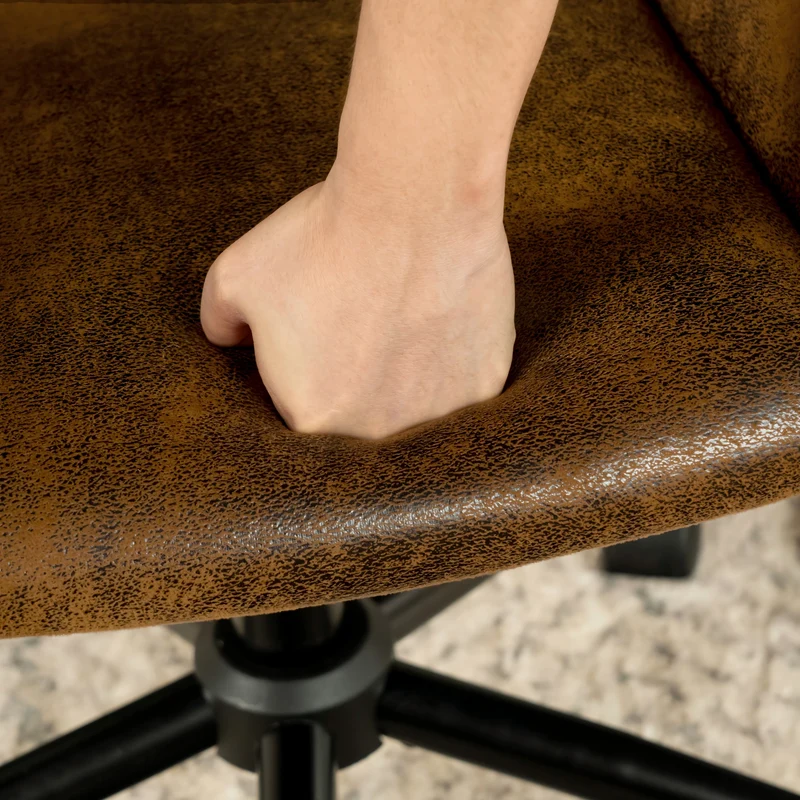 Ensemble de bureau en effect bois avec tiroirs de rangement et chaise roulant pivotant marron avec roulettes DEVAKI LIGHT WOOD+ROSS SUEDE BROWN