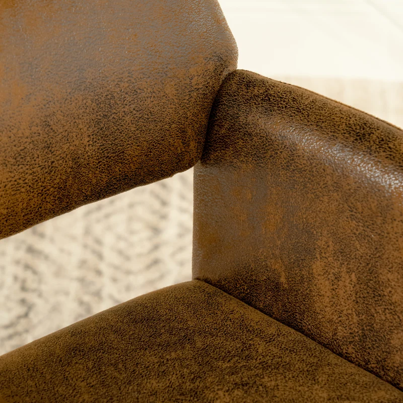 Ensemble de bureau en effect bois avec tiroirs de rangement et chaise roulant pivotant marron avec roulettes DEVAKI LIGHT WOOD+ROSS SUEDE BROWN