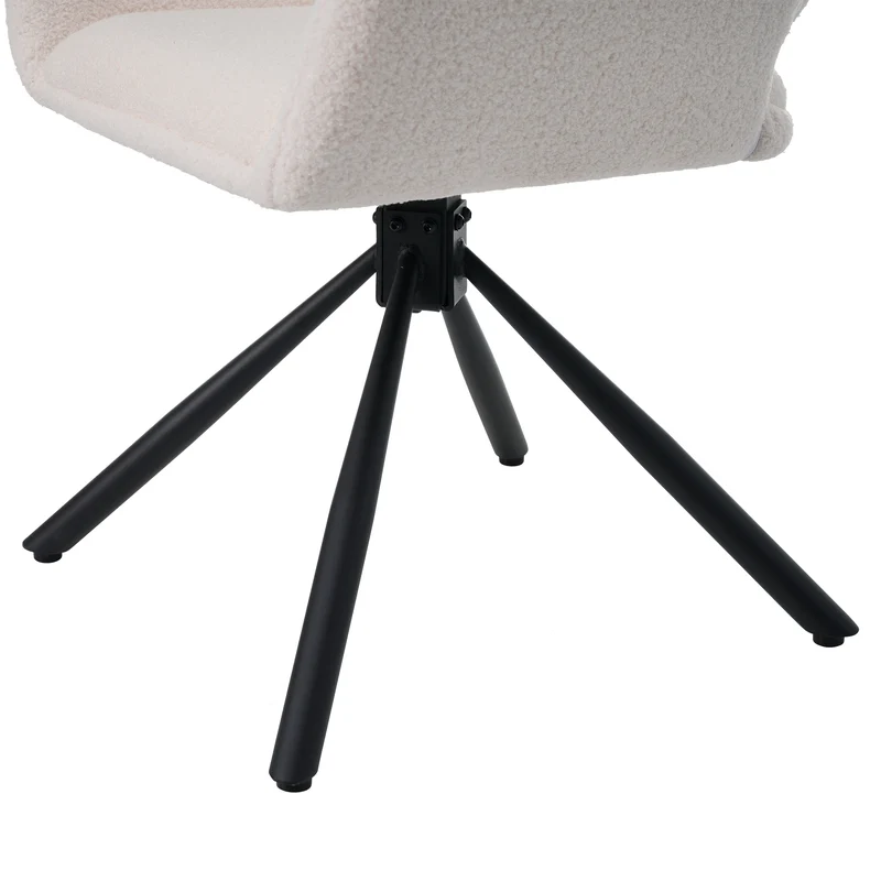 Lot de 2 chaises pivotantes en tissu sherpa blanc avec accoudoirs VERTEXRIFT