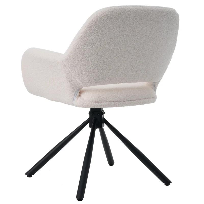 Lot de 2 chaises pivotantes en tissu sherpa blanc avec accoudoirs VERTEXRIFT