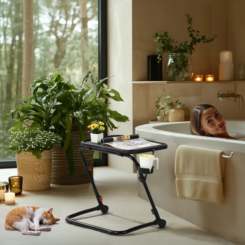 Table à point réglable en hauteur H49-70cm et pliable BASELINE BLACK