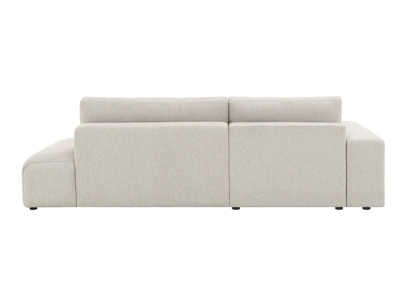 Canapé d'angle convertible avec coffre en tissu texturé beige ANGELINE - Angle gauche