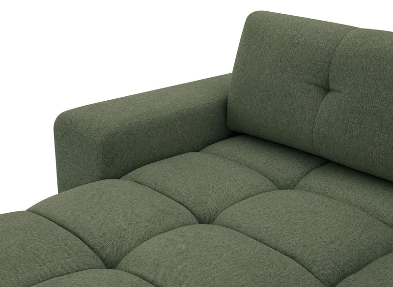Canapé d'angle convertible avec coffre en tissu texturé vert olive ANGELINE - Angle gauche