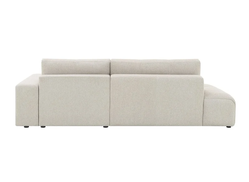 Canapé d'angle convertible avec coffre en tissu texturé beige ANGELINE - Angle droit