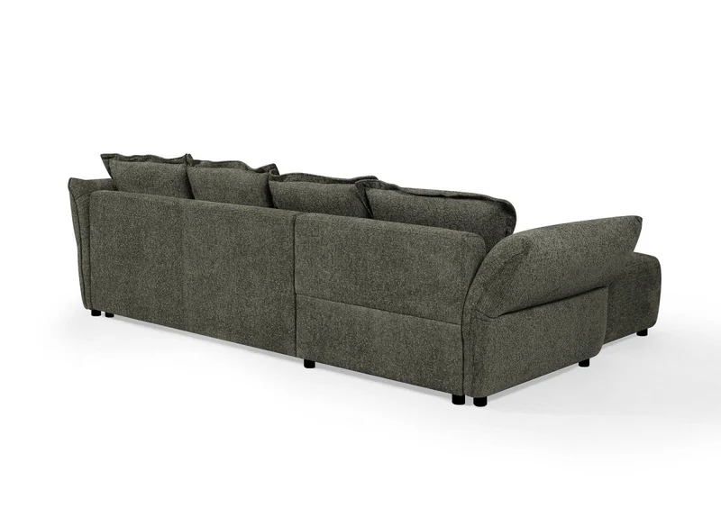 Canapé d'angle convertible réversible en velours tissé vert olive BELINE
