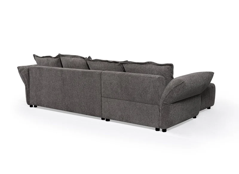 Canapé d'angle convertible réversible en velours tissé gris BELINE