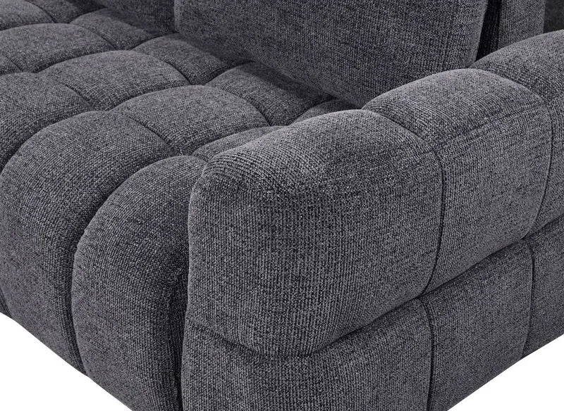 Canapé d'angle convertible avec coffres en velours texturé gris foncé NAELIE - Angle gauche