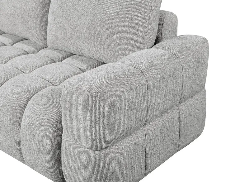 Canapé d'angle convertible avec coffres en velours texturé gris clair NAELIE - Angle gauche