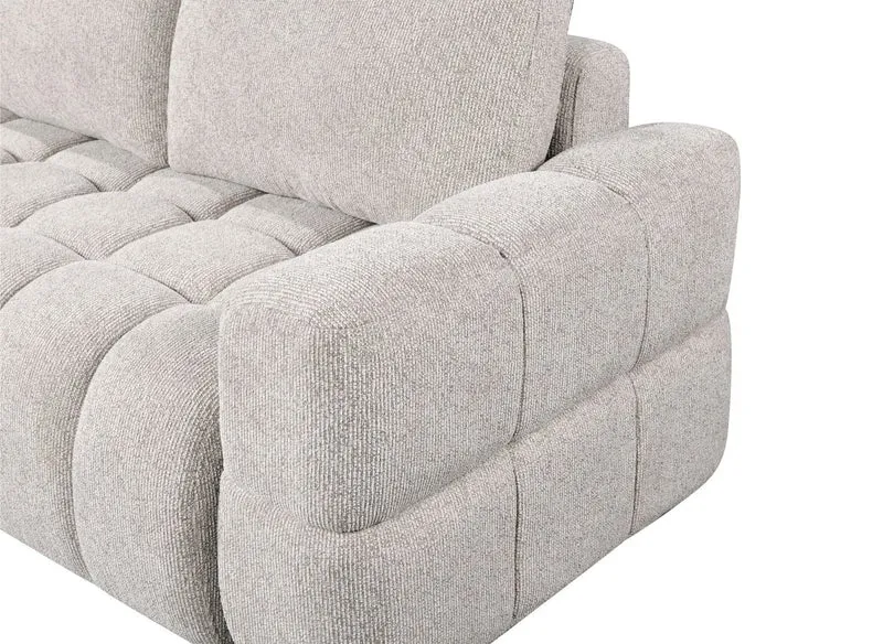 Canapé d'angle convertible avec coffres en velours texturé beige NAELIE - Angle gauche
