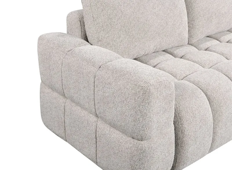 Canapé d'angle convertible avec coffres en velours texturé beige NAELIE - Angle droit