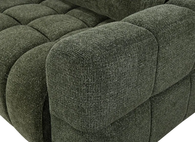 Canapé d'angle convertible avec coffres en velours texturé vert olive NAELIE - Angle gauche