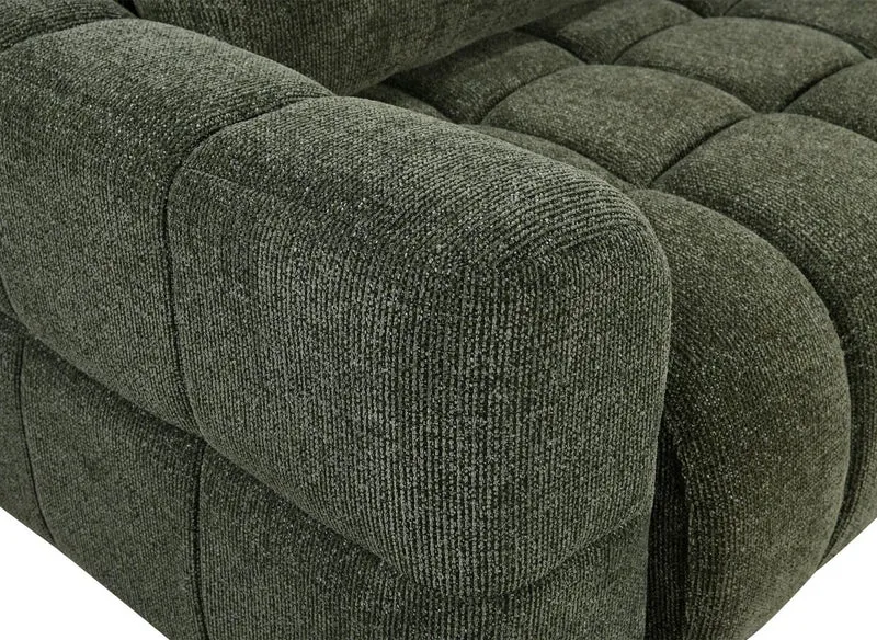 Canapé d'angle convertible avec coffres en velours texturé vert olive NAELIE - Angle droit