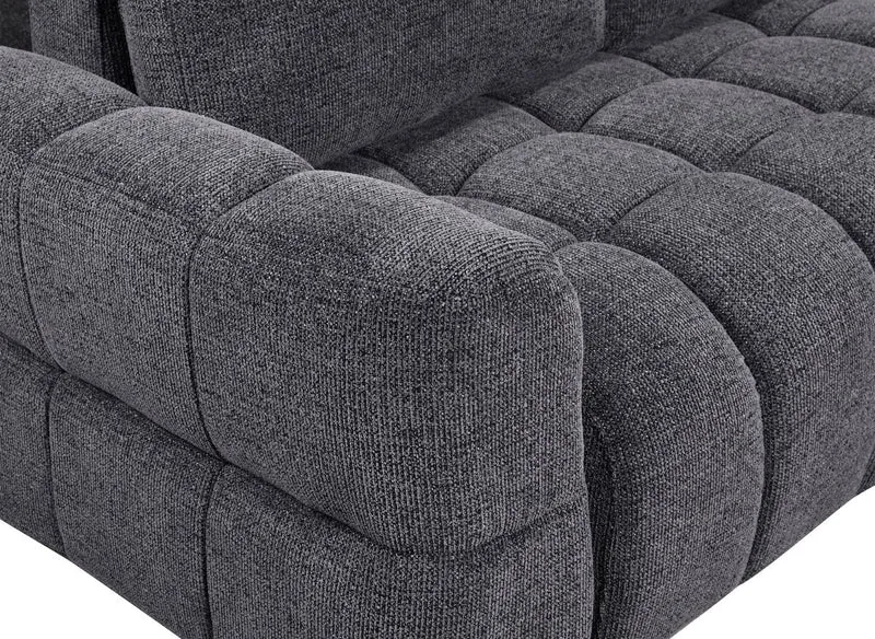 Canapé d'angle convertible avec coffres en velours texturé gris foncé NAELIE - Angle droit