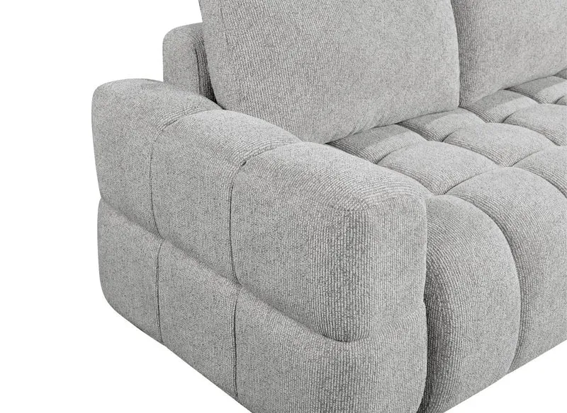 Canapé d'angle convertible avec coffres en velours texturé gris clair NAELIE - Angle droit