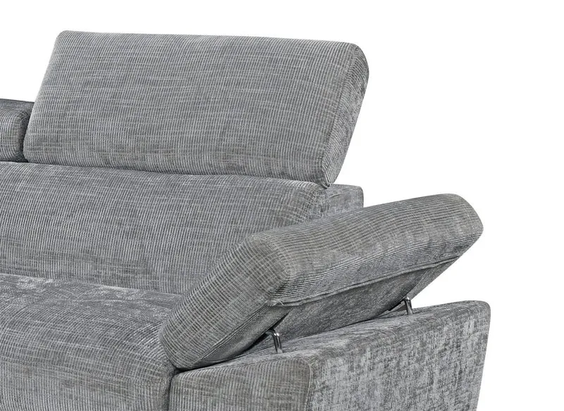 Canapé d'angle convertible en velours chiné gris foncé MONICA - Angle gauche