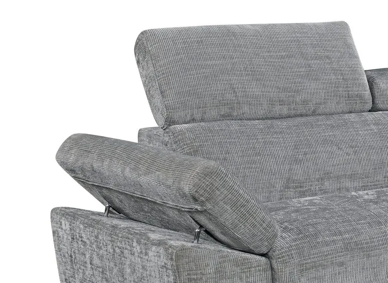 Canapé d'angle convertible en velours chiné gris foncé MONICA - Angle droit