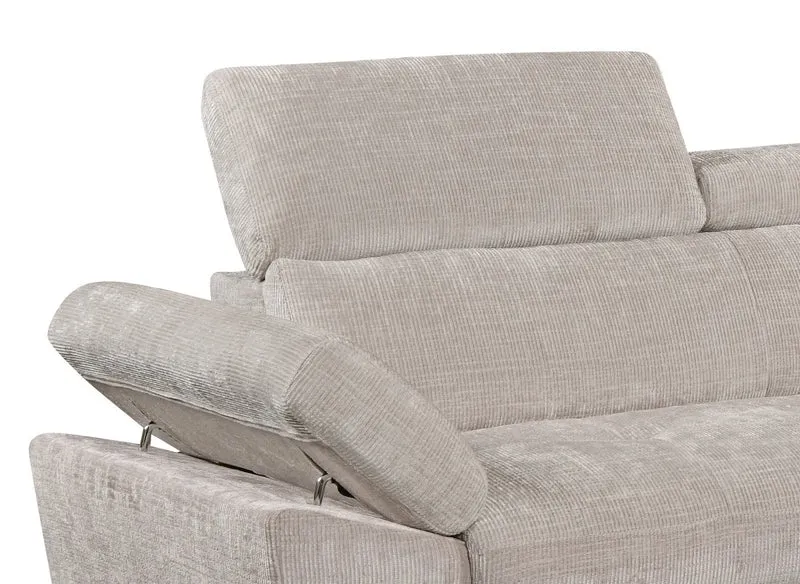 Canapé d'angle convertible en velours chiné beige MONICA - Angle droit