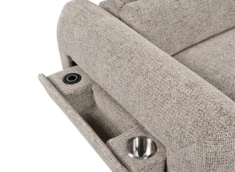 Canapé d'angle convertible avec coffre en velours texturé taupe MADISON - Angle droit