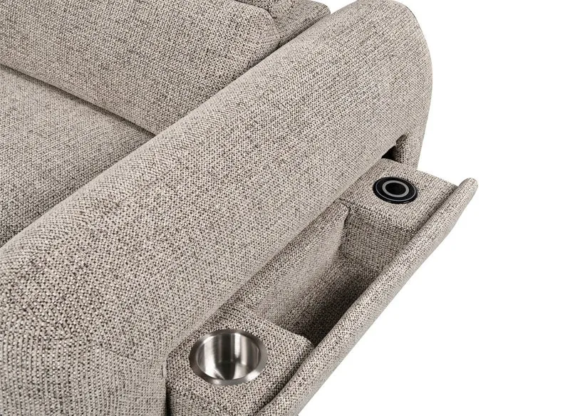 Canapé d'angle convertible avec coffre en velours texturé taupe MADISON - Angle gauche