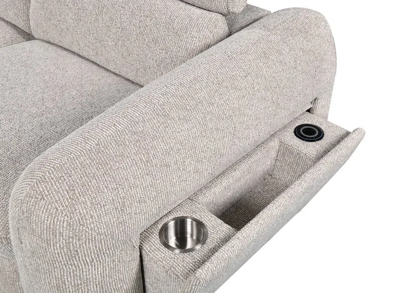 Canapé d'angle convertible avec coffre en velours texturé beige MADISON - Angle gauche