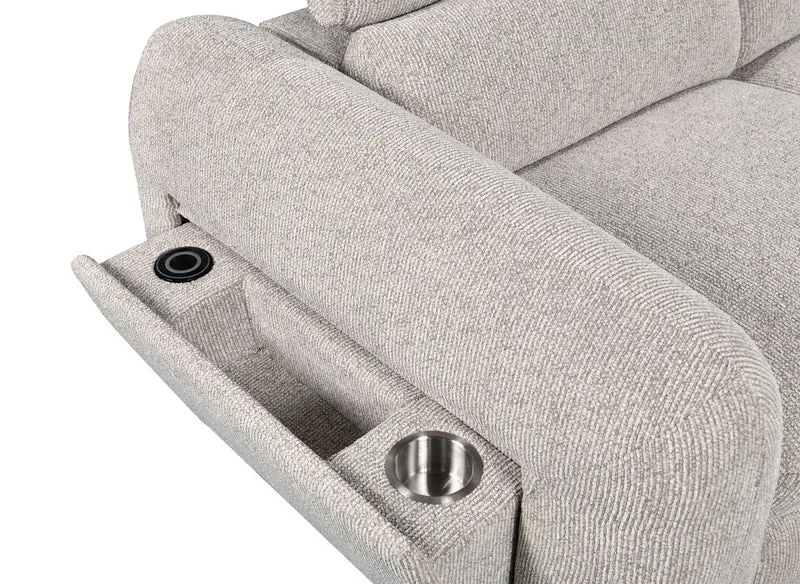 Canapé d'angle convertible avec coffre en velours texturé beige MADISON - Angle droit