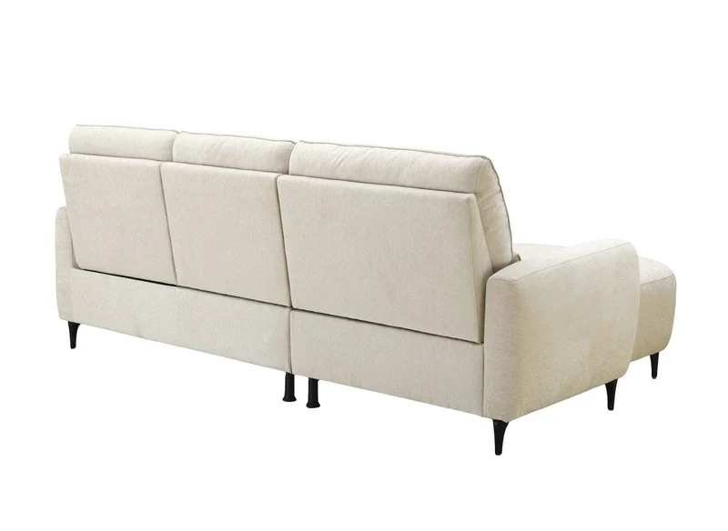 Canapé d'angle relax électrique en tissu texturé beige LAHYS - Angle gauche