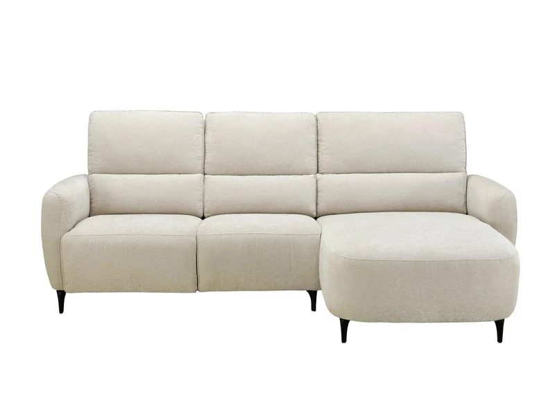 Canapé d'angle relax électrique en tissu texturé beige LAHYS - Angle droit