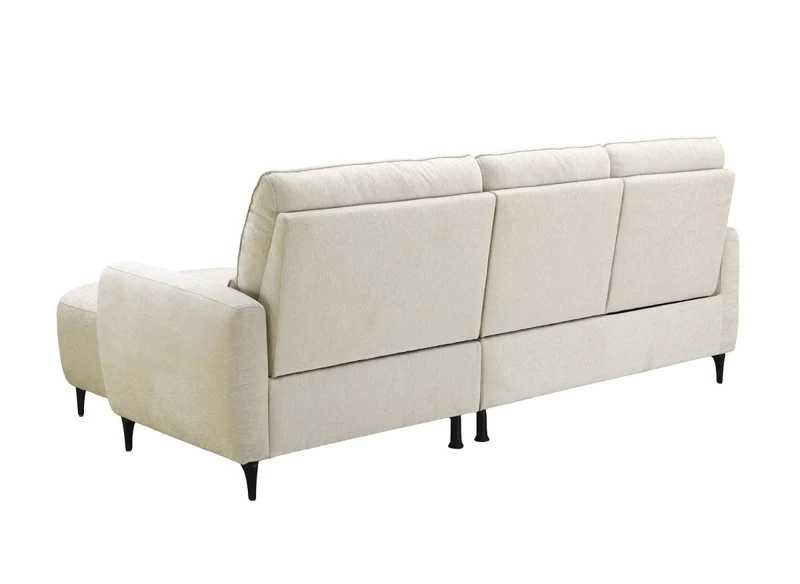 Canapé d'angle relax électrique en tissu texturé beige LAHYS - Angle droit