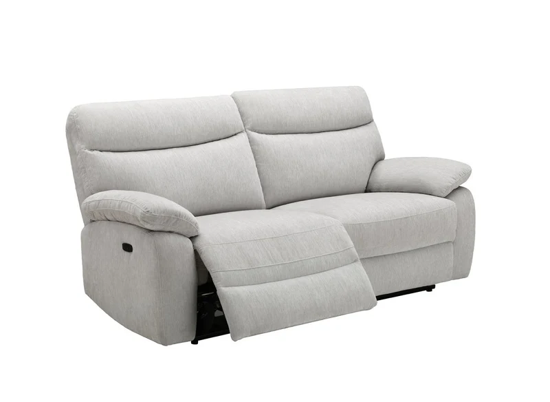 Canapé relax électrique 3 places en velours chiné beige KENDRA