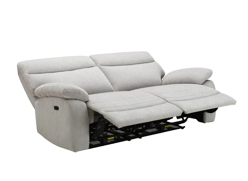 Canapé relax électrique 3 places en velours chiné beige KENDRA