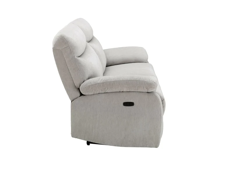 Canapé relax électrique 3 places en velours chiné beige KENDRA