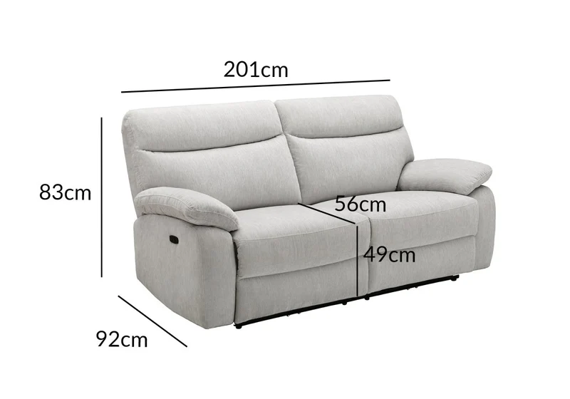 Canapé relax électrique 3 places en velours chiné beige KENDRA