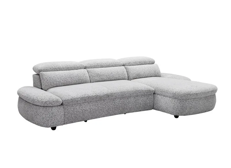 Canapé d'angle relax électrique en tissu bouclette gris CLEMENT - Angle droit