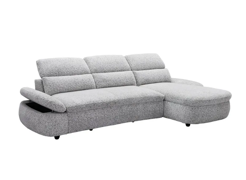 Canapé d'angle relax électrique en tissu bouclette gris CLEMENT - Angle droit
