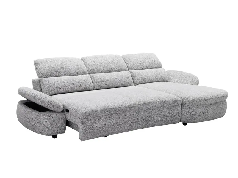 Canapé d'angle relax électrique en tissu bouclette gris CLEMENT - Angle droit