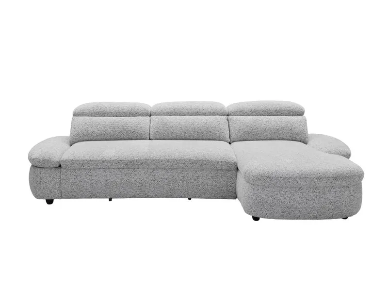 Canapé d'angle relax électrique en tissu bouclette gris CLEMENT - Angle droit