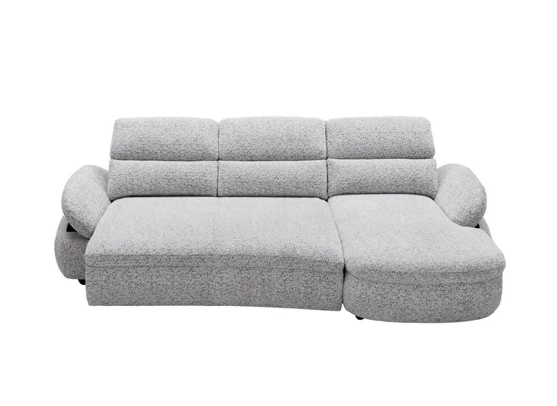 Canapé d'angle relax électrique en tissu bouclette gris CLEMENT - Angle droit