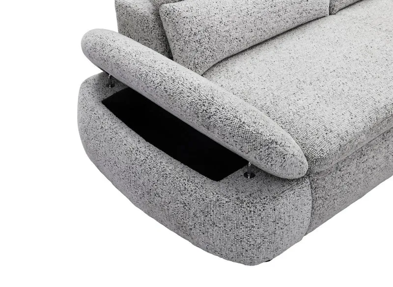 Canapé d'angle relax électrique en tissu bouclette gris CLEMENT - Angle droit