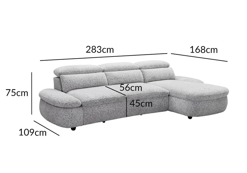 Canapé d'angle relax électrique en tissu bouclette gris CLEMENT - Angle droit