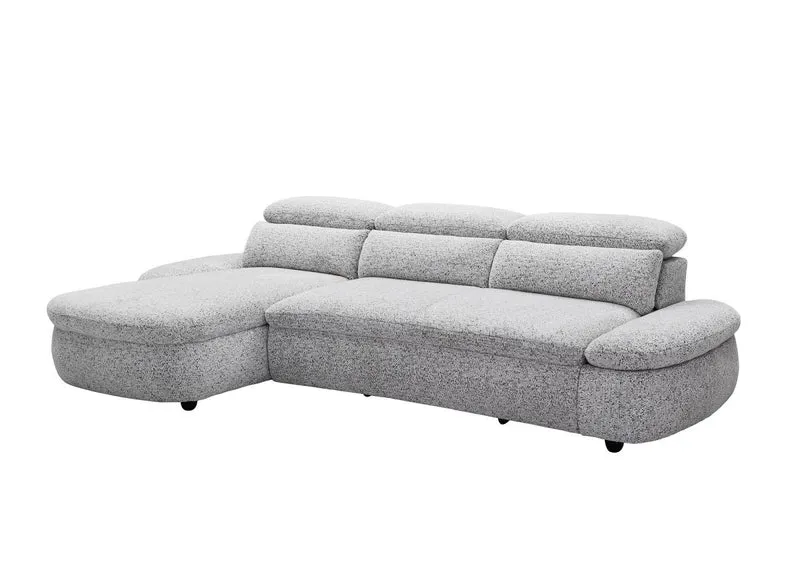 Canapé d'angle relax électrique en tissu bouclette gris CLEMENT - Angle gauche