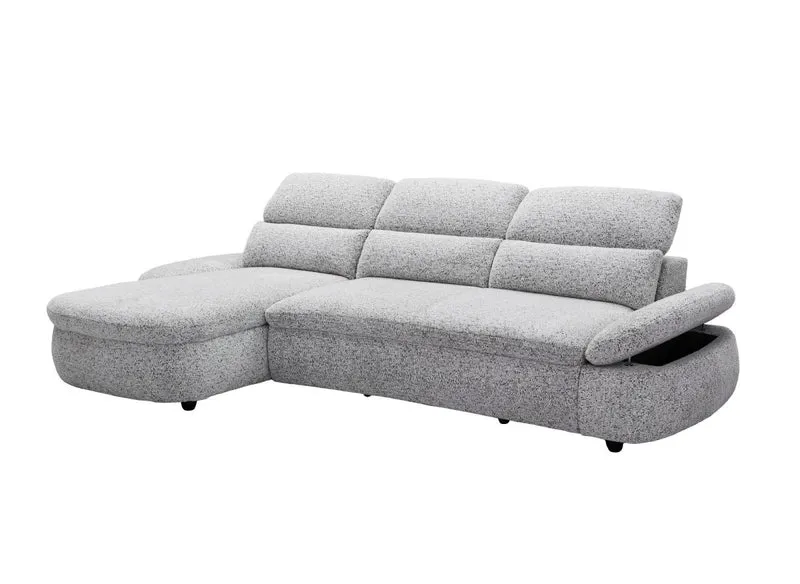 Canapé d'angle relax électrique en tissu bouclette gris CLEMENT - Angle gauche