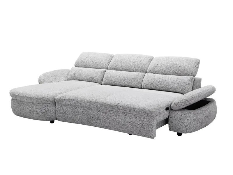 Canapé d'angle relax électrique en tissu bouclette gris CLEMENT - Angle gauche