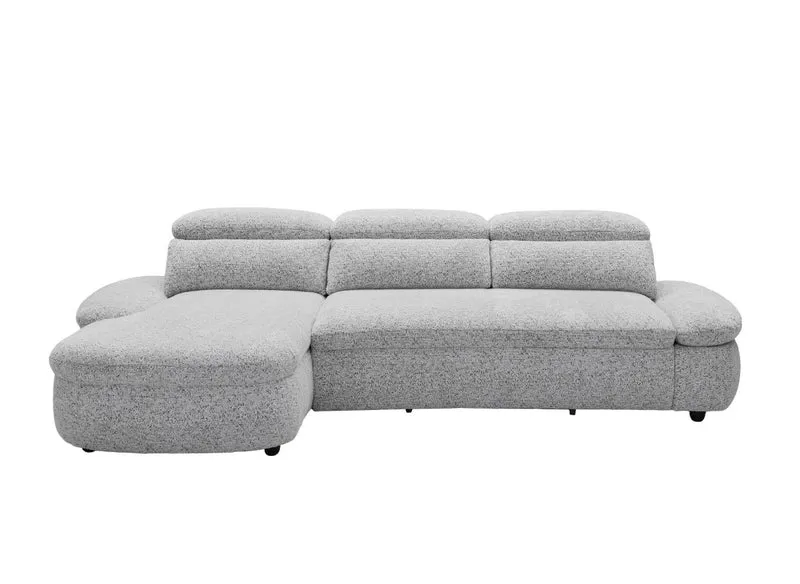 Canapé d'angle relax électrique en tissu bouclette gris CLEMENT - Angle gauche