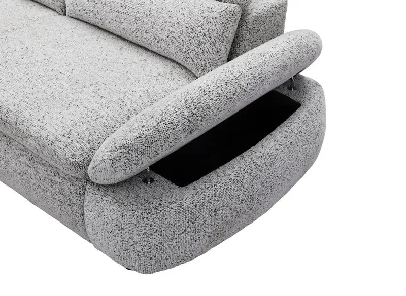 Canapé d'angle relax électrique en tissu bouclette gris CLEMENT - Angle gauche